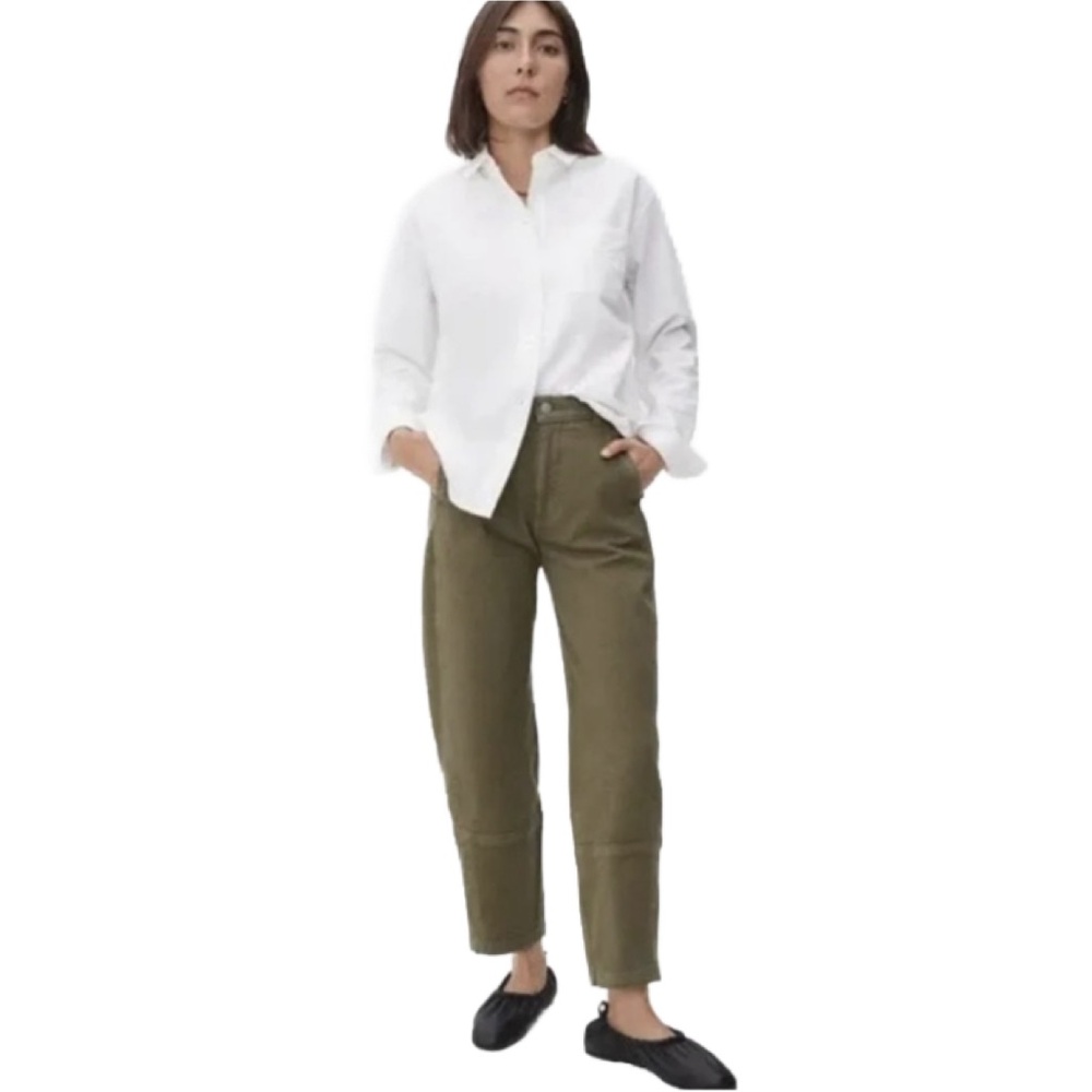 Everlane Barrel Utility Pants Green Organic Cotton Womens Sz 8